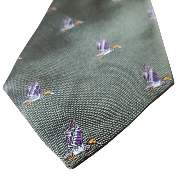 2 Silk Fall Fowl Neckties. Lands' End Ducks / Huntington Pheasants. - Picture 3 of 11